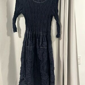 Elegant Long Sleeve Navy Dress